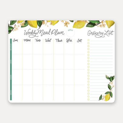 weekly meal planner pad kitchen lemons meals planner