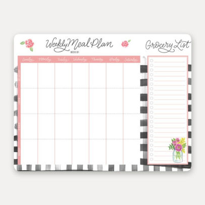 weekly meal planner pad farmhouse gingham meals planner