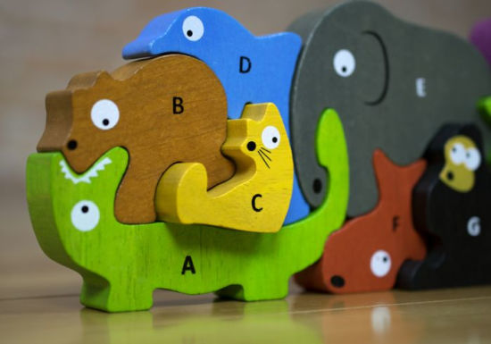 wooden animal alphabet puzzle