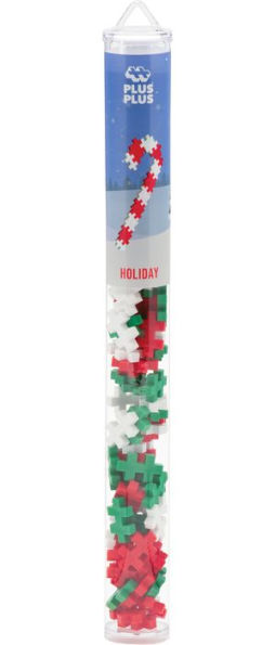 Plus Plus 70 pc Holiday Tube Candy Cane/ Wreath