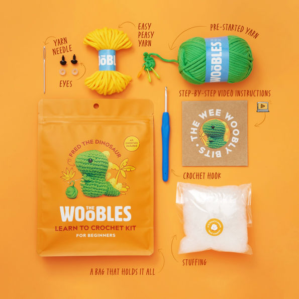 Fred the Dinosaur, The Woobles Beginner Crochet Kit