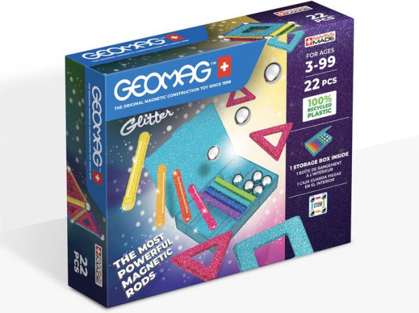 Geomag Glitter Panels 22 pcs Magnetic Construction - Made with Recycled Plastic