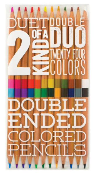 Set of 12 Two of A Kind Double Ended Colored Pencils