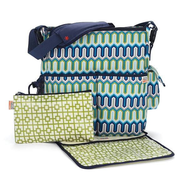 Jonathon Adler Duo Essential Diaper Bag - Chevron Blue