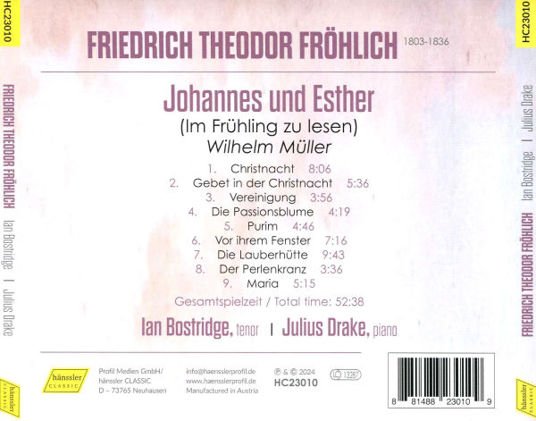 Friedrich Theodor Fröhlich: Liedzyklus - Johannes & Esther