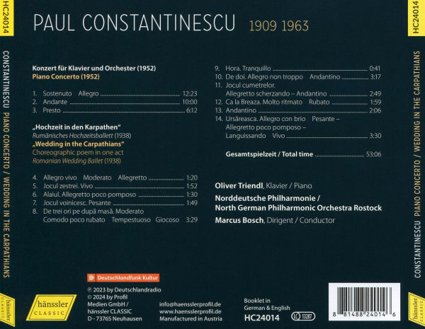 Paul Constantinescu: Piano Concerto; Wedding in the Carpathians