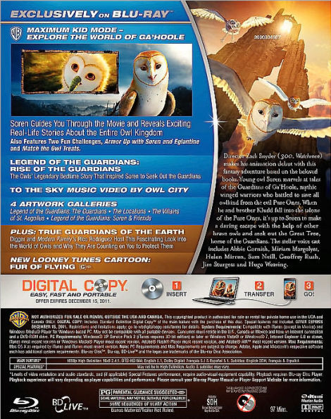 Legend of the Guardians: The Owls of Ga'Hoole [2 Discs] [Blu-ray/DVD]