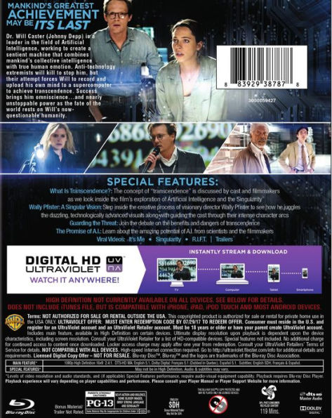 Transcendence [2 Discs] [Includes Digital Copy] [Blu-ray/DVD]