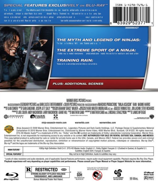 Ninja Assassin - DVD - Rain,Naomie Harris,Ben Miles Free Shipping