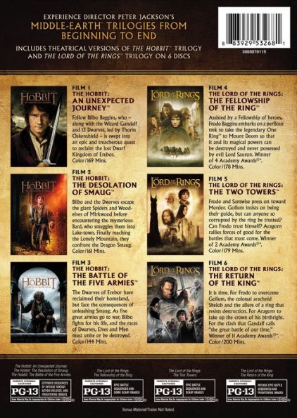 Middle-Earth Theatrical Collection: 6-Film Theatrical Versions [6 Discs]
