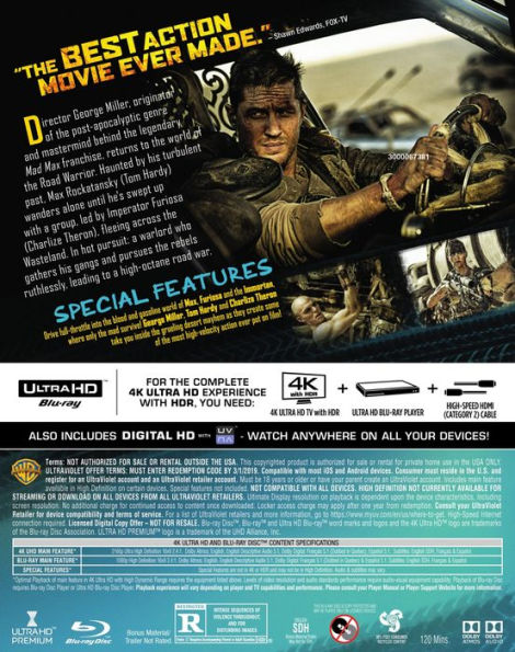 Mad Max: Fury Road [4K Ultra HD Blu-ray/Blu-ray]