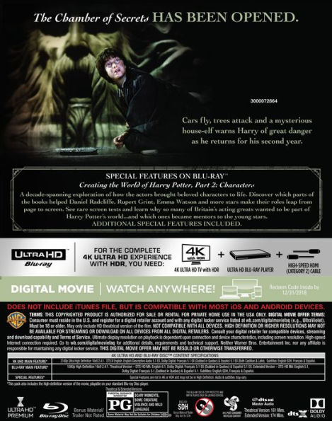 Harry Potter and the Chamber of Secrets [4K Ultra HD Blu-ray/Blu-ray]