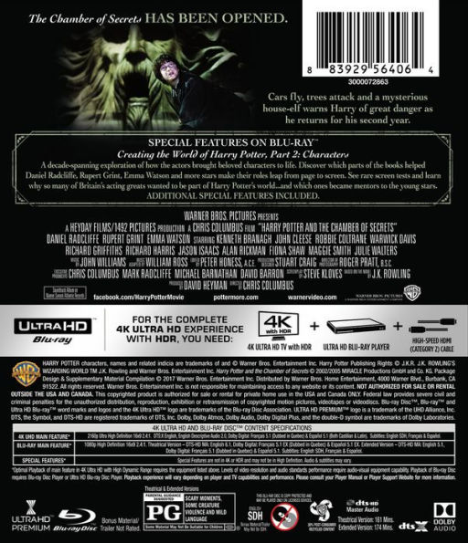 Harry Potter and the Chamber of Secrets [4K Ultra HD Blu-ray/Blu-ray]
