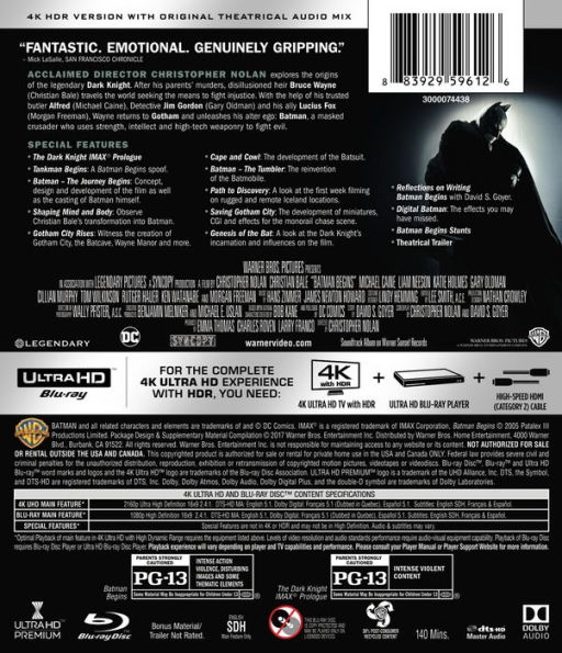 Batman Begins [4K Ultra HD Blu-ray/Blu-ray]