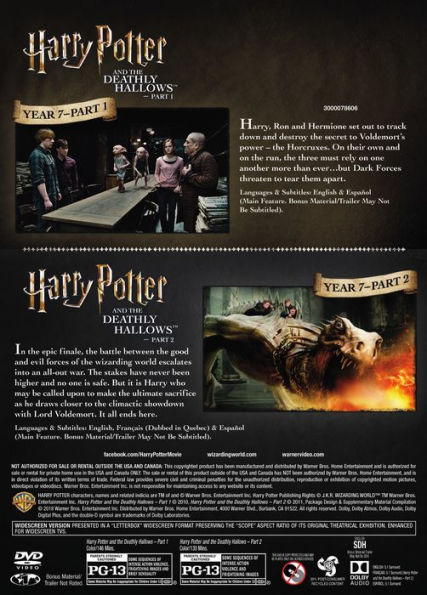 Harry Potter And The Deathly Hallows Part 1 And 2 Dbfe (dvd) : Target