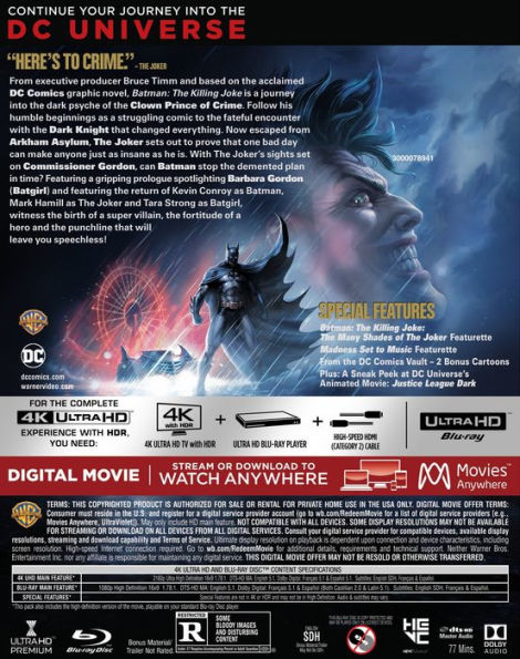 Batman: The Killing Joke [4K Ultra HD Blu-ray/Blu-ray]