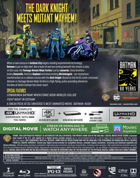 Batman vs. Teenage Mutant Ninja Turtles [Includes Digital Copy] [4K Ultra HD Blu-ray/Blu-ray]