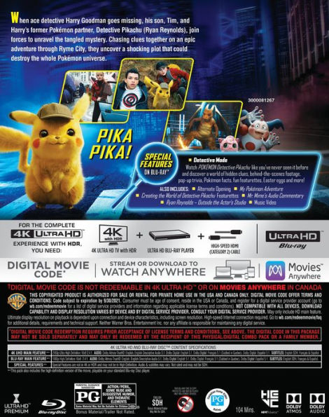 Pokémon Detective Pikachu [4K Ultra HD Blu-ray/Blu-ray]