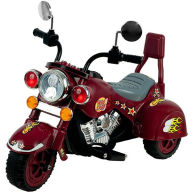 Title: Lil'' Rider Maroon Marauder Motorcycle with Three Wheeler