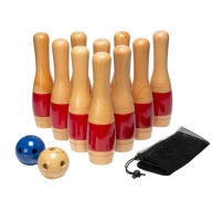 Title: Hey! Play! 11 Inch Wooden Lawn Bowling Set