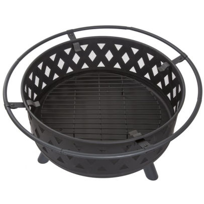 Fire Pit Set Wood Burning Pit With Spark Screen Cover And Log