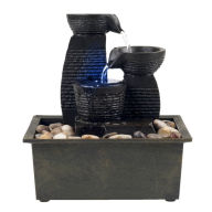 Title: Pure Garden Triple Jug Tabletop Fountain with LED Lights