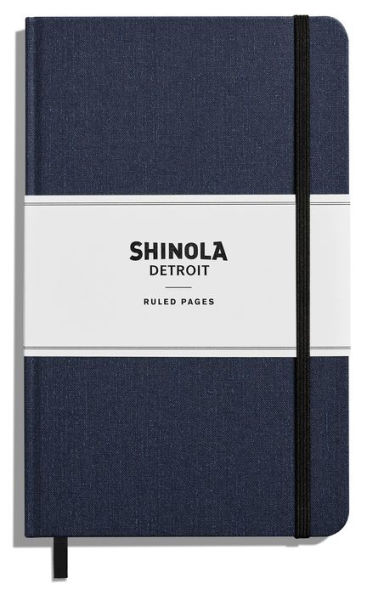 Shinola Hard Linen Journal, Medium, Plain, Navy, 5.25 x 8.25