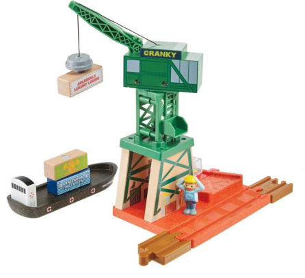 wooden railway crane