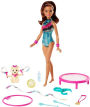 Barbie Dreamhouse Adventures Teresa Spin'n Twirl Gymnast Doll, 11.5-inch Brunette, in Leotard, with Accessories