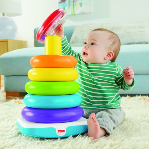 Fisher-Price Giant Rock-a-Stack, 14-inch Tall Stacking Toy with 6