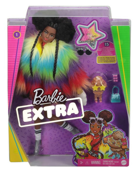 Barbie Extra Fashion Doll with Shimmery Look, Pink & Purple Fantasy Hair,  Accessories & Pet