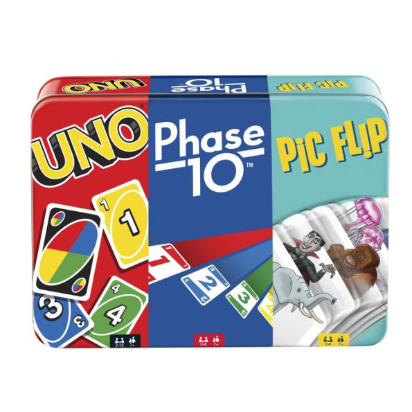 Mattel Uno, Dos, Uno Flip, and Phase 10 Mattel Family Card Game Variety  Pack of 4 