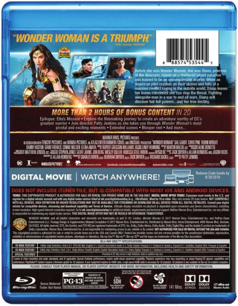 Wonder Woman [3D] [Includes Digital Copy] [Blu-ray]