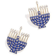 Title: Blue Menorah Drop Earrings