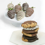 Title: 12 pc. Belgian Chocolate Covered Strawberries & Cookies Assortment