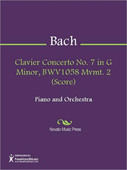 Clavier Concerto No. 7 in G Minor, BWV1058 Mvmt. 2 (Score)