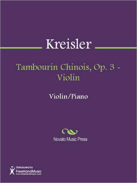 Tambourin Chinois, Op. 3 - Violin