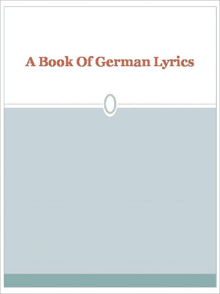 A Book Of German Lyrics