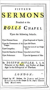 Title: Fifteen Sermons Preached at the Rolls Chapel., Author: Joseph Butler