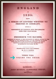 Title: England in 1835 V3, Author: Frederick Von Raumer