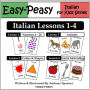 Italian Lessons 1-4: Numbers, Colors/Shapes, Animals & Food (Learn Italian Flash Cards)