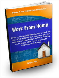 Title: Work From Home; Create Your Income With This Blueprint To Teach You How To Find Legitimate Work From Home Jobs And Home Business Opportunities, As Well As Preparing You To Develop A Plan, Space, and Time To Successfully Work At Home, Author: George A. Diaz