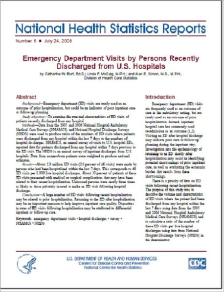 Emergency Department Visits by Persons Recently Discharged from U.S. Hospitals