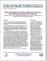 Title: National Hospital Ambulatory Medical Care Survey: 2006 Emergency Department Summary, Author: Stephen R. Pitts