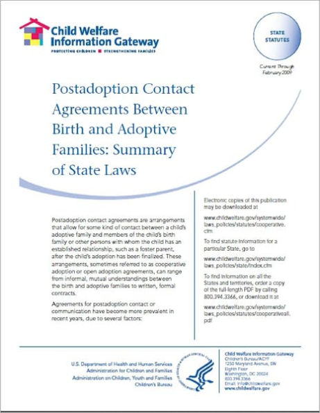 Postadoption Contact Agreements Between Birth and Adoptive Families: Summary of State Laws