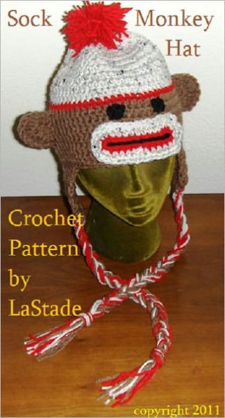 Sock Monkey Hat with earflaps and braids Crochet Pattern Instructions