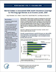Title: Marital Status is Associated With Health Insurance Coverage for Working-age Women at all Income Levels, 2007, Author: A my B. Bernstein