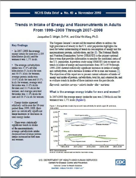 Trends in Intake of Energy and Macronutrients in Adults From 1999–2000 Through 2007–2008