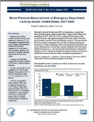 Title: Blood Pressure Measurements at Emergency Department Visits by Adults: United States, 2007–2008, Author: Richard W. Niska