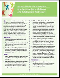 Title: Children's Health and Mental Illness: Bipolar Disorder in Children and Adolescents Fact Sheet, Author: National Institute of Mental Health